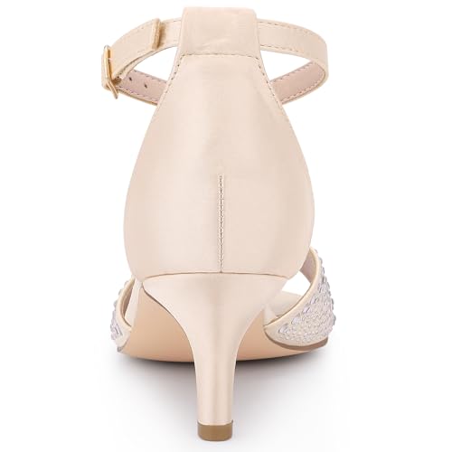 Allegra K Women's Rhinestone Satin Ankle Strap Kitten Heels Sandals4