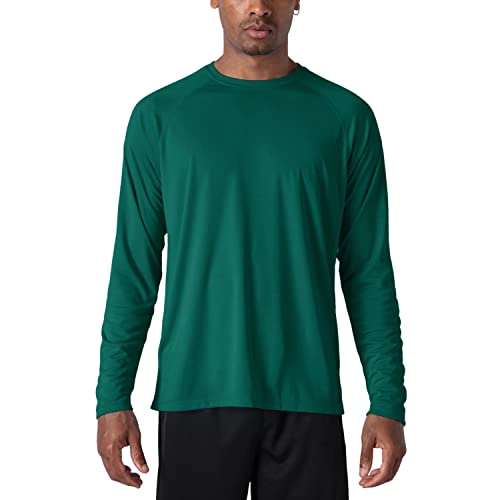 Magcomsen Mens Athletic T-Shirt Long Sleeve Rashguard For Men Hiking Shirt Climbing Shirt Mens Outdoor Shirts Athletic T-Shirt Men Rashguard Shirts Men Emerald Green #TOP1