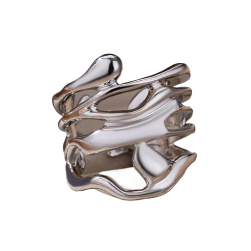 Anneaux ring pour femmes et hommes bague large ajourée en acier