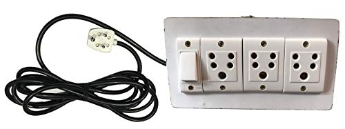 Image of Electric Extension Wooden Board (1 Meter 3Core Wire) (3Socket 1 Switch-7x4x1.5)