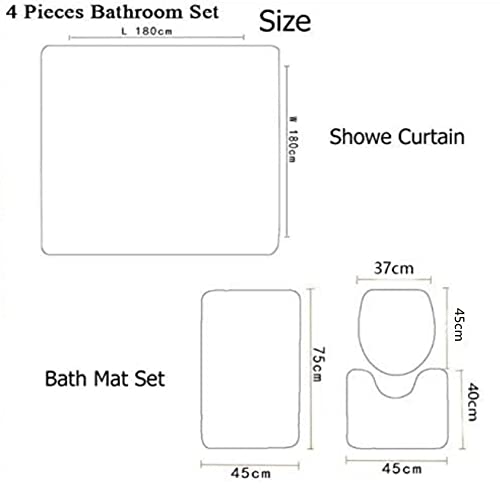 4 Teile / Satz Duschvorhang Set Ölgemälde Blume Polyester Wasserdicht Badezimmer Vorhang Weich Badteppich Matte Toilettendeckel Abdeckung Wohnkultur with 12 Hooks 180*180cm – Bild 6