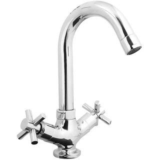 Corsa Basin Mixer Swift Brass Chrome Plated/Centre Hole Basin Mixer/Pillar Cock Tap (Silver)