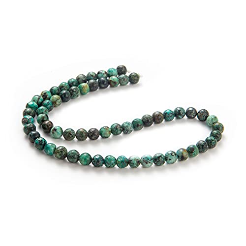 100Pcs Natural Stone Beads 8mm African Turquoise Round Gemstone Loose Beads with Elastic Bracelet String for Bracelets Necklace Jewelry Making