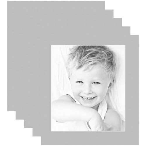 12x14 Gray/TV Grey Custom Mat for Picture Frame with 8x10 Opening Size (Mat Only, Frame NOT Included) - 5 Pack