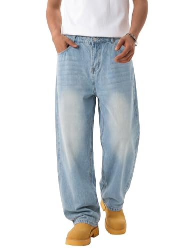 EMMIOL Baggy Jeans Men Wide Leg,Y2k Hip Hop Skater Denim Cargo
