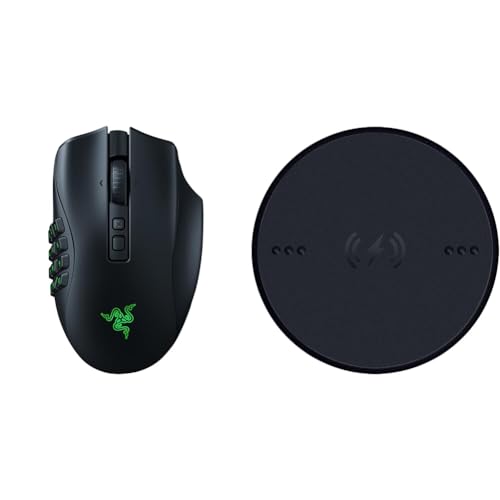 Razer Naga V2 Pro - Souris Gaming sans Fil Noir & Wireless Charging Puck - Module de Charge sans Fil pour Souris compatibles - Noir