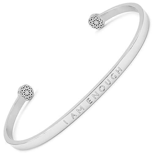 SIMPLE PLEDGE | I am Enough Armreif | Armband Damen mit Gravur in Silber, Gold, Roségold | Perfekt als Schmuck Geschenk | Blindgravur