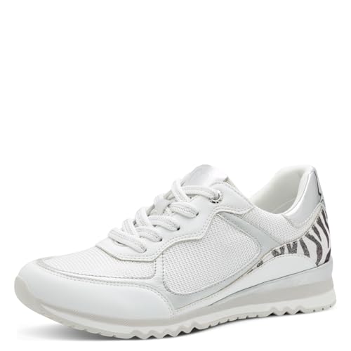 MARCO TOZZI Damen Sneaker flach mit Schnürsenkeln Vegan, Weiß (White Comb), 42 EU