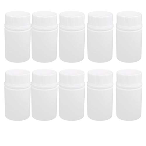 Aexit 250ml HDPE gauge Plastic Cylindrical Shaped Liquid Power Sample Storage Bottle White 10pcs