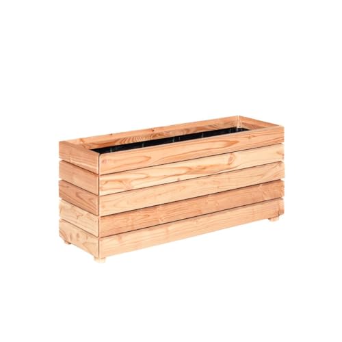 Mega Holz Pflanzkübel Modulo 30x90x39 cm Lärche, Blumenkübel aus Holz, wetterfest, Innen- und Außenbereich, Witterungsbeständig, Blumenkasten für Garten, Terrasse und Balkon, Modular und Stapelbar