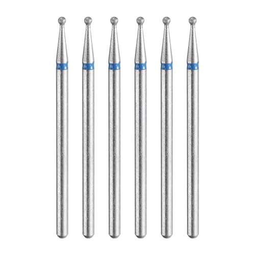 HARFINGTON 6pcs 120-140 Grits Diamond Grinding Bit 1.5mm Ball Head 2.35mm Shank 1.5mm Length Stone Sanding Drill Bits Rotary Tool for Ceramic Glass Nails Grinding Polishing