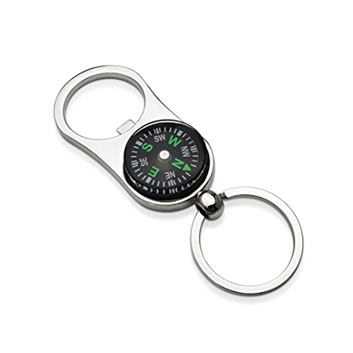 bottle opener keychain compass - IKAAR Bottle Opener Keychain Metal Beer Bottle Opener Keyring Multi-Function Mini Compass Key Chain Gift for Men and Women