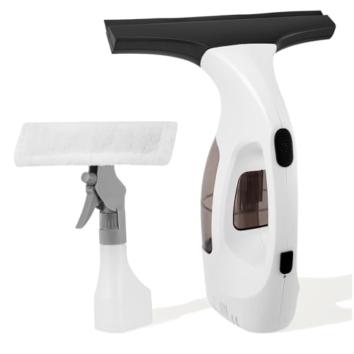 Window Vac, Cordless Window Vacuum Cleaner, Rechargeable Window Cleaner with 500ML Water Tank & Spray Bottle, Streak-Free Cleaning, 30 Mins Working Time, Suitable for Windows, Tiles, Mirrors, Showers