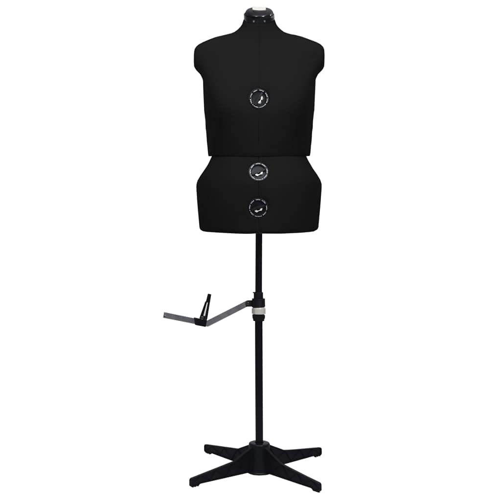 vidaXL Maniquí de Sastre Ajustable Mujer Diseñadores de Moda Tiendas de Ropa Abrigos Vestidos Chaquetas Costurero Negro Talla L 44-50