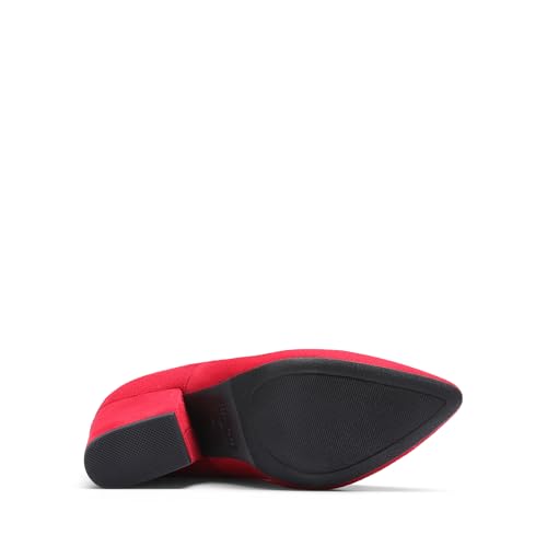 DREAM PAIRS Women's Pointed Toe Thigh High Over the Knee Boots Tall Chunky Blocked Heel Fall Long Fashion Sexy Boots,Size 10,Red,DWUMOB2506