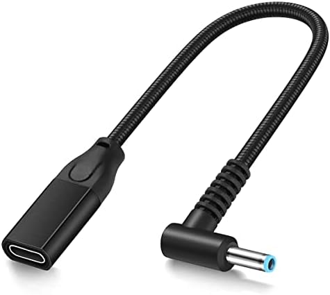 USB-C to Smart Blue Tip Adapter Charging Cable for HP Laptop 19.5v 45w 65w, Female USB C Converter Power Charger Adapter Cord for X360 Pavilion Envy Spectre Elitebook 840 ProBook