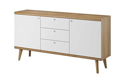 Comò 160 cm Primo, comò da salotto, mobili moderni, stile scandinavo, colore bianco