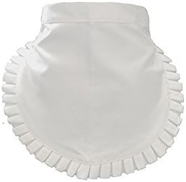 Twin Pack Traditional Housekeeping Maid or Waitress White Waist Aprons With Box Pleat Ruffle Trim