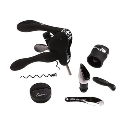 Rabbit 6-Piece Wine Opener Tool Kit, Black