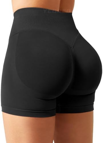YEOREO SoftHue Damen Sport Short Invisible Scrunch Butt Gym Workout Short | Tummy Control, Seamless, 4.5" Biker Short, Push Up, Booty Lifting, Hohe Taille, Compression, Kurze Sport