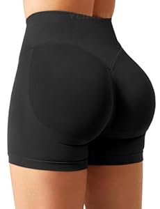YEOREO SoftHue Damen Sport Shorts Invisible Scrunch Butt Lifting Gym Workout Shorts 4.5" Seamless Kurze Leggings Damen Push Up Booty Biker Shorts Schwarz L