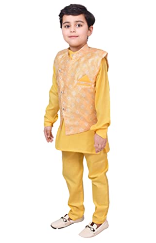 Image of Boys Jacket, Kurta, Pyjama set