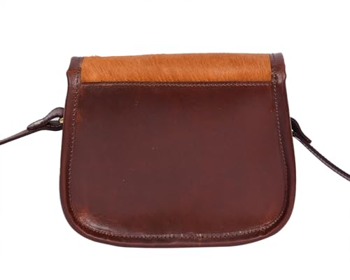 Image of Celtic Women's Leather Hair-On Flap Crossbody Sling Bag - Adjustable Strap