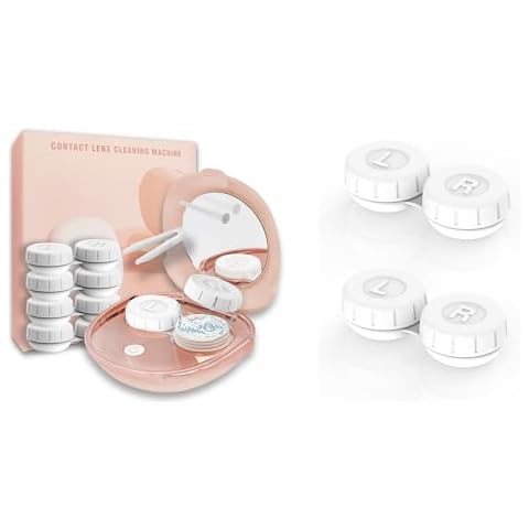 Portable Ultrasonic Contact Lens Cleaner Machine Kit with Extra 2PCS Solution Cleaning Case Replacement Cover