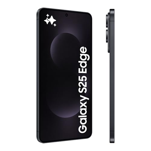 Samsung Galaxy S25 Edge AI Smartphone, Galaxy AI, Android Smartphone, 12GB Memory, 512GB Storage, 200 MP Camera, Long Battery Life, Titanium JetBlack, 3 Year Samsung Extended Warranty (UK Version)