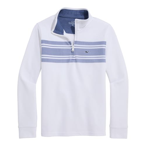 vineyard vines Boys Saltwater Quarter-Zip, Surf Stripe White Cap