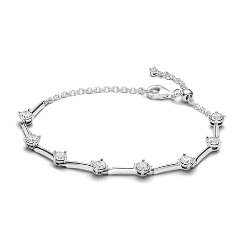 Pulsera de plata PANDORA Timeless cadena de joyería fina con circonitas transparentes
