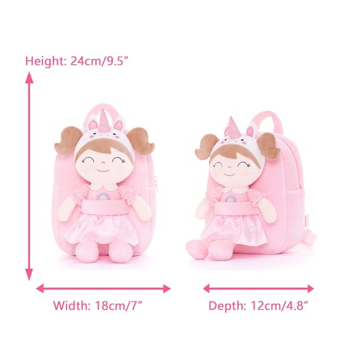 Image of Gloveleya Back to School Gifts for Girls Toddler Backpack Kids Backpack soft unicorn Girl Doll Backpacks pink 9 inch