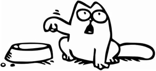 WALES Funny Hungry Cat Feed Me Vinyl Black Sticker Decal for | Cars | Trucks | Vans | SUVs | Walls | Windows | Glass | Laptops | Notebooks | MacBook | 3.5”H x 7”W | WALES - 128