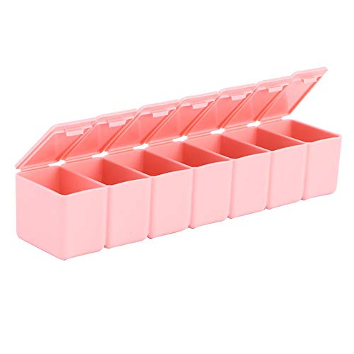 Jeffergarden 2Pcs Daily Medicine Holder Pillbox Organizer Dispenser Case Compartments for Medication and Supplements(Pink)