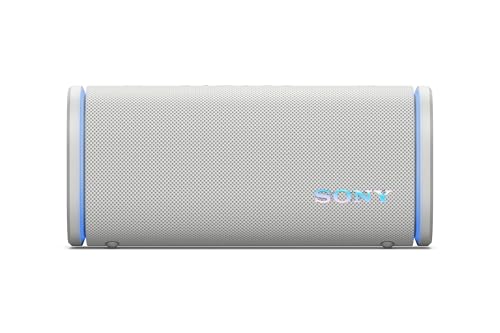 Sony ULT FIELD 5 - Enceinte portable Bluetooth puissante, batterie 25 heures, 2 modes ULT POWER SOUND, IP67, étanche à l'eau et à la poussière, éclairage à 360°, bandoulière amovible, compacte - Blanc