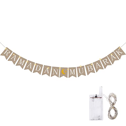 DAOUZL Ramadan Mubarak Banner, Eid Mubarak Banner, Eid Mubarak Decoración,Ramadán Kareem Banner, Ramadan Mubarak Banner Decoración para Decoración de Fiesta del Festival Eid Cover