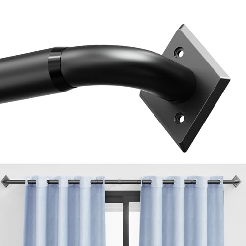 Abilify Black Curtain Poles for Eyelet Curtains 117-213cm Heavy Duty Extendable Blackout Curtain Poles Indoor/Outdoor Curtain Rails for Bedroom Living Room Office Door 25mm Diameter