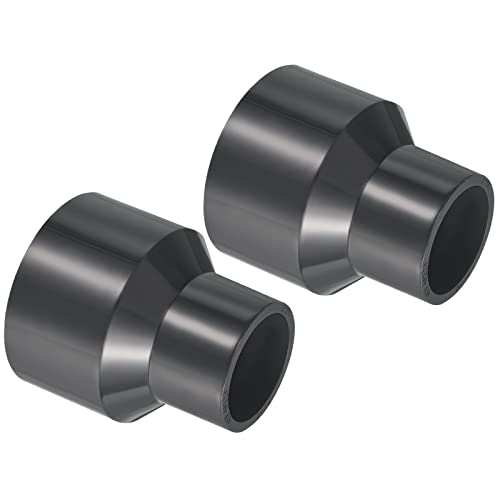 PATIKIL PVC Reducer Pipe Fitting 2x1.3 Inch Socket, 2 Pack Straight Coupling Adapter Connector, Grey