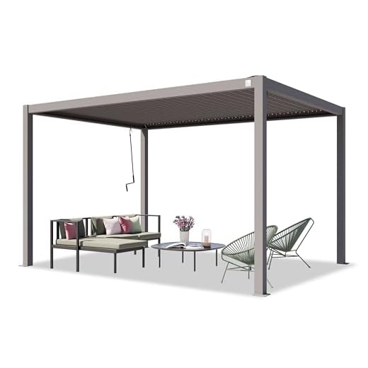 PRIMEYARD Pergola 3x4 m aluminium posts with louvered steel roof grey canopy