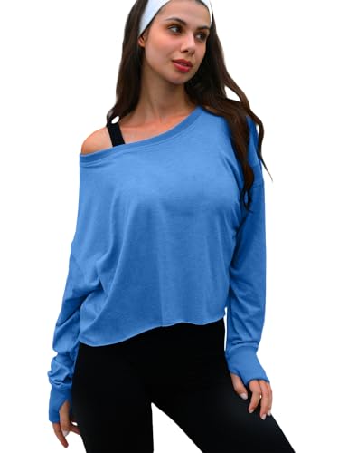 Image of UNIANKIYA Open Back Workout Tops for Women Long Sleeve Cropped Athletic Clothes Gym Running Yoga Low Impact Sports T Shirts