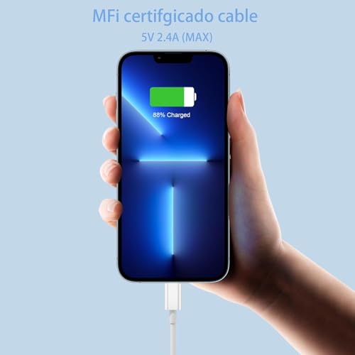 Image of HANYCONY Super-Fast /Rapid Charging /USB Cable for iPhone 14,14 pro max,13,Plus,SE 2nd /12 /11 /Xs /XR,Car Charging Cable (White, 3.3 ft)