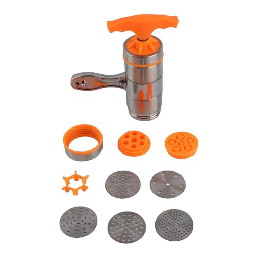 ANKROYU Máquina para hacer pasta de acero inoxidable Prensa manual de fideos con 7 intercambiables para pasta casera Fácil de usar Fabricante de fideos duradero para el hogar Cocin