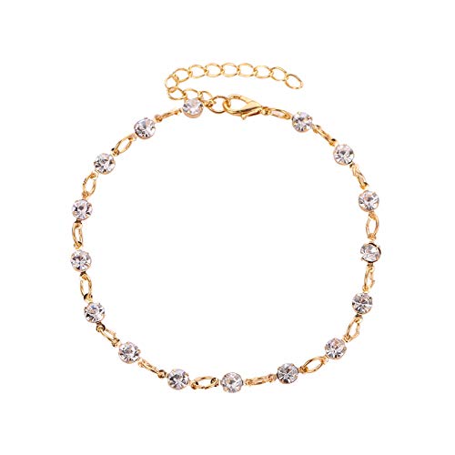 goho Dainty Gold Anklet with Crystal Accents-picture-51