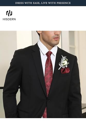Image of HISDERN Mens Dress Shirt with Tie Pocket Square Set Classic Button Down Shirt Matching Tie Long Sleeve Shirts