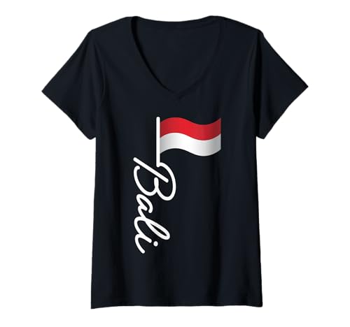 Womens Indonesia Flag Balinese Temples Indonesian Bali Indonesia V-Neck T-Shirt