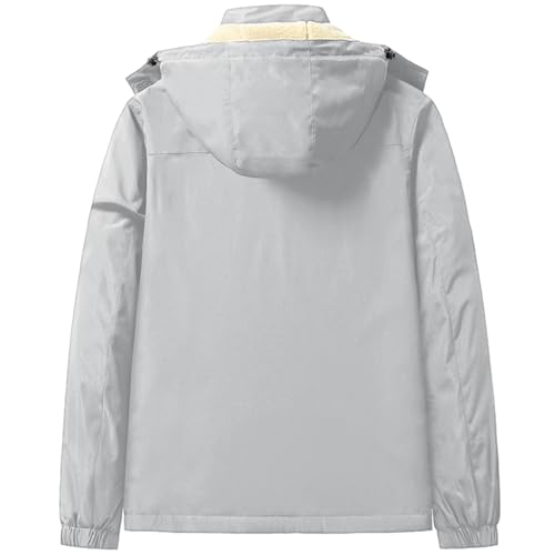 Image of PEGENO Men's Winter Thick Hooded Jacket Fleece Lining Windproof Parka With Removable Hood Coat