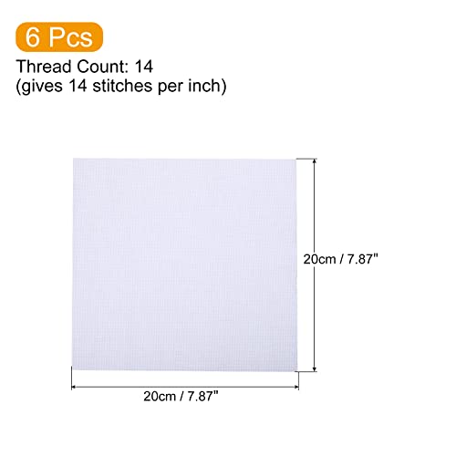 Image of PATIKIL 14 Count Cross Stitch Cloth 8 inch x 8 inch, 6 Pack Embroidery Cotton Fabric for DIY Needlework, White