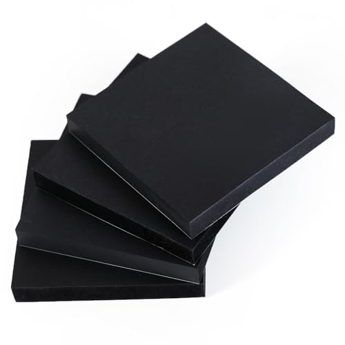 Evergreen Goods Lot de 400 notes adhésives noires, 100 feuilles par bloc (76 x 76 mm) – 4 blocs de notes adhésives amovibles pour des mémos uniques, des...