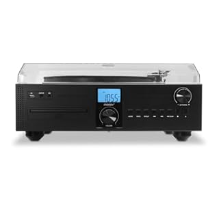 Mooov 477365 - Micro catena HiFi stereo 50 W con giradischi, lettore CD, Bluetooth, radio FM, USB, AUX-IN, RCA, telecomando | Attrezzature musicali compatte con suono potente e design elegante