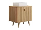 Meuble simple vasque Teck, Bois Naturel clair